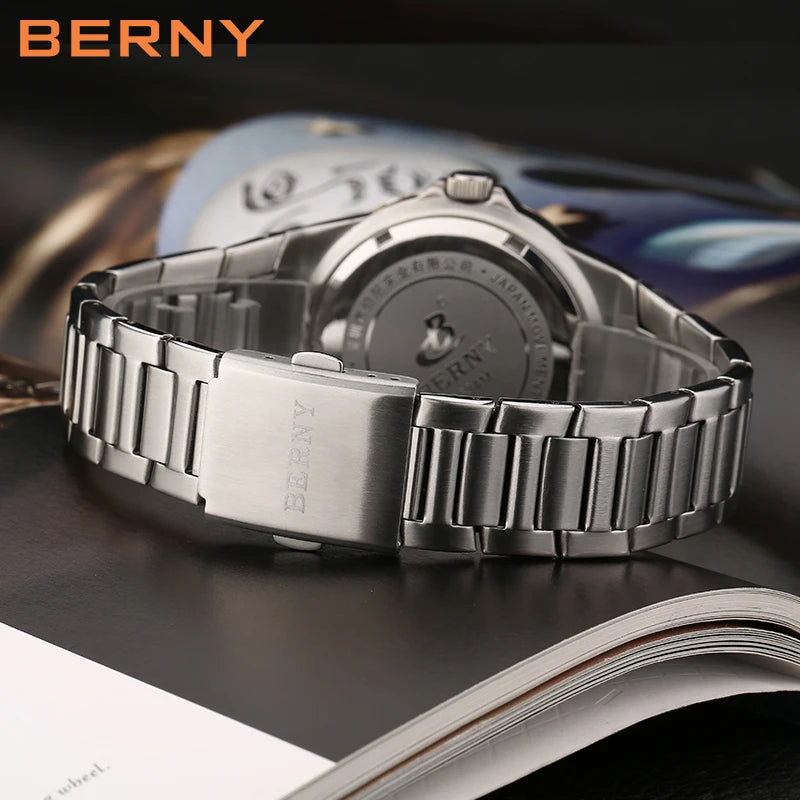 Berny Men'S Watches Quartz 40Mm Retro Business Day-Date Waterproof Stainless Steel Bracelets Male Gift Classical Watch for Men