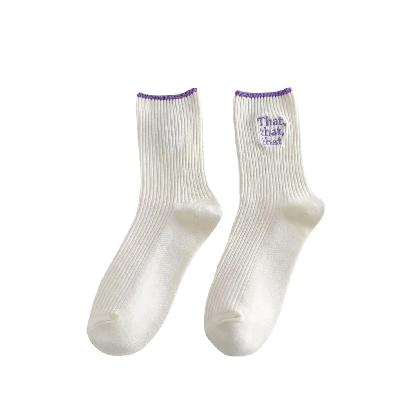 White Embroidered Socks for Women